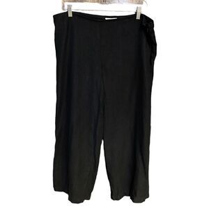 Eileen Fisher Sz M Black Linen Lightweight Ankle Office Workwear Pants